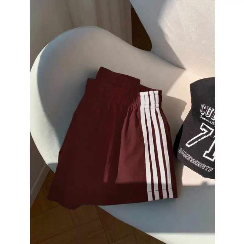 Casual Streep Blo Kleur Zomer orts mannen Faion Trans-bouny Sle Ciwalk Vintage Negen-punts Broek Tee-acetaat Vezel