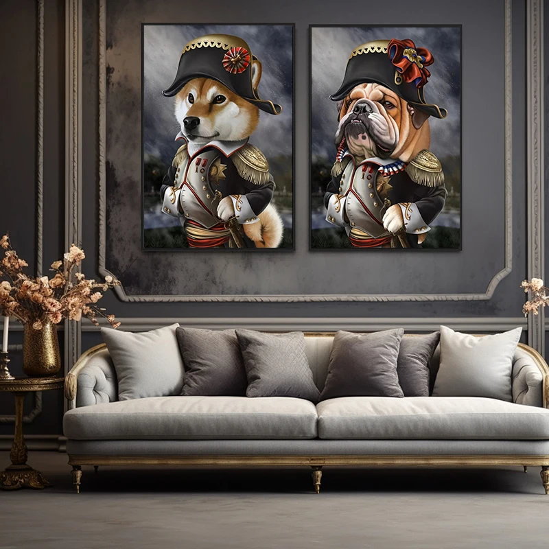 Emperor Bulldog Napoleon Cat Orangutan Dog Posters and Prints Canvas Painting Wall Decor Cinema Living Room Funny Decor Cuadros