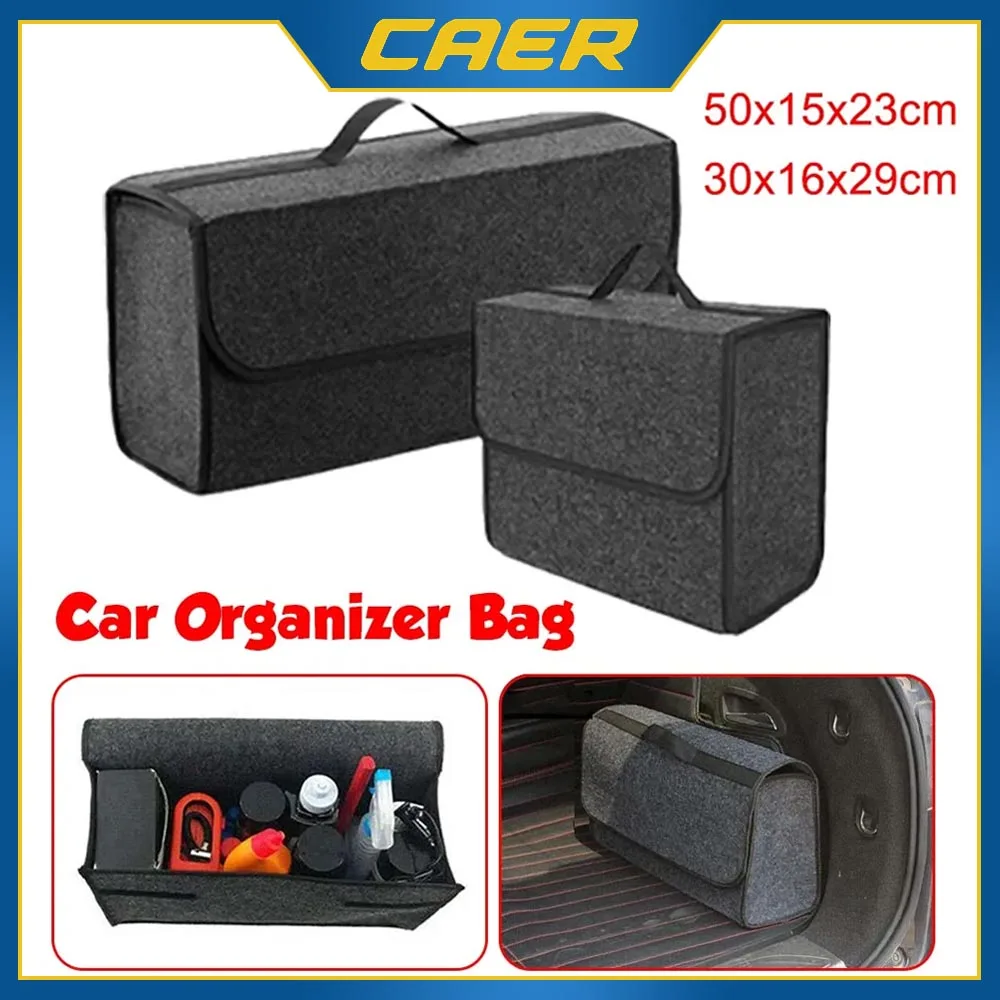 CAER Car Organizer Bag Car Trunk Organizer Car Seat Organizer Woolen Felt Stowing Tidying Large Container Waterproof Storage Bag 