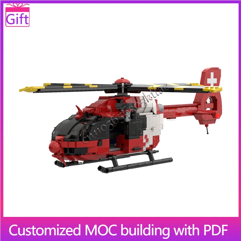 

Hot 900 Parts MOC customize Customize Red Helicopter Model Building DIY Assembled Aircraft Educational Children Toys Xmas Gift