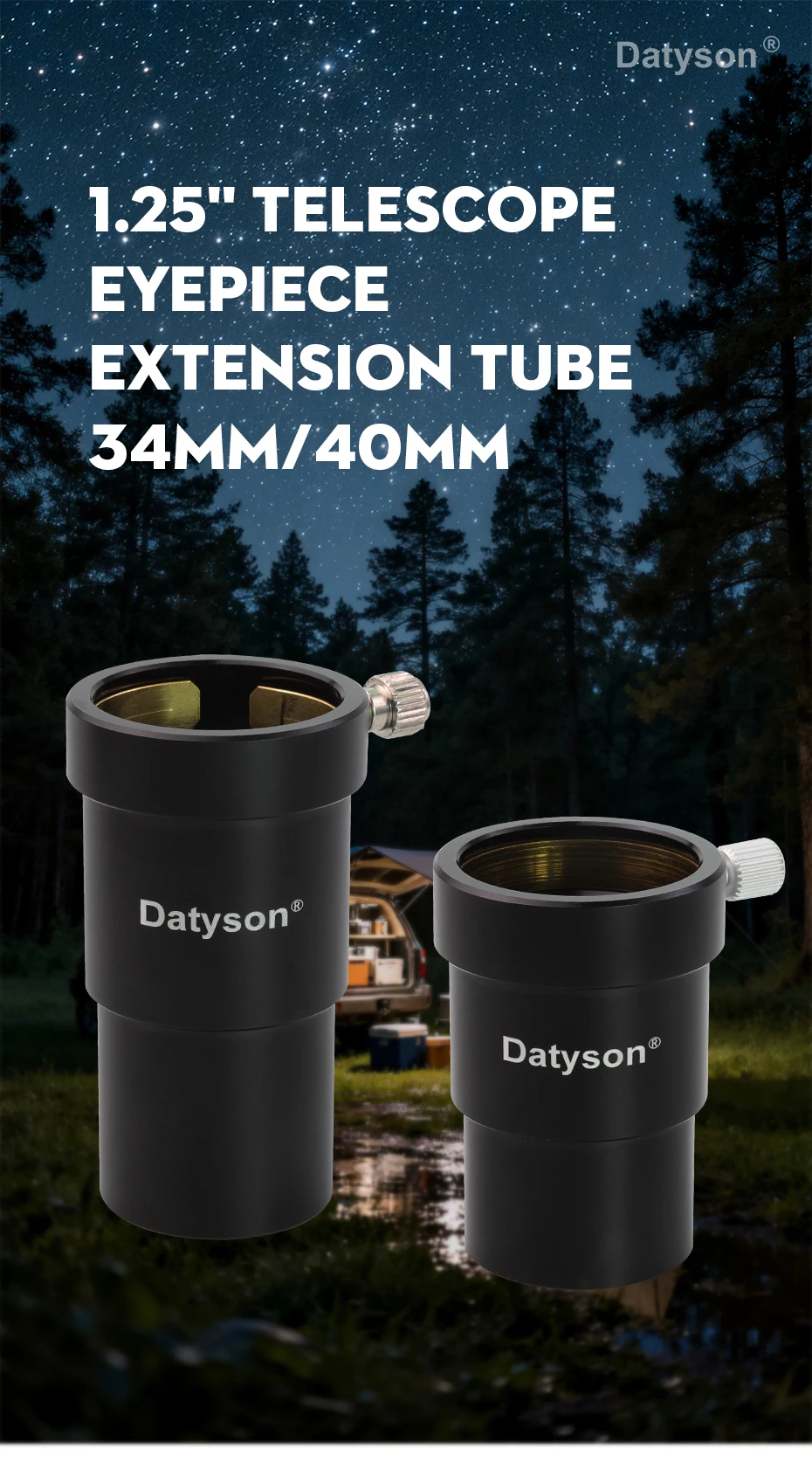 Datyson Teleskop-Okular-Metallverlängerungsrohr, multifunktionaler Adapter 56 mm/70 mm für 1,25-Zoll-Schnittstelle von astronomischen Teleskopen. – Detail 1