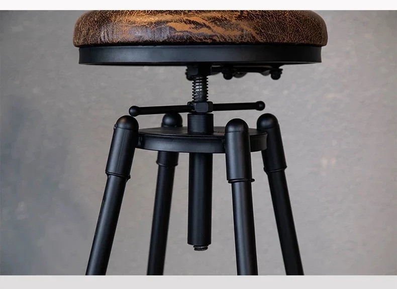 Luxury Industrial Design Rotating Bar Stools Solid Wood Iron Hotels Restaurants Coffee Shops Bedrooms Shopping Malls Living Room
