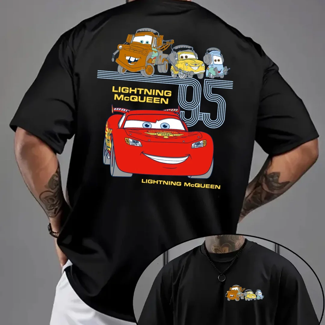 Disney hommes voiture foudre mcqueen 95 mater camiseta verão moda puro algodão masculino camiseta roupas infantis t y2k mulher
