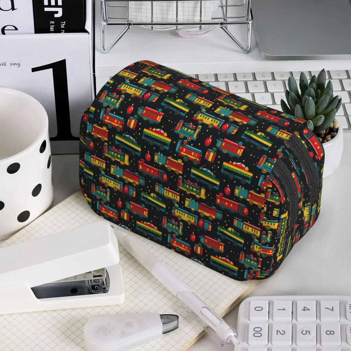 Cartoon Train Models Display Design Pencil Case for Boy Girl School Pen Box Pencil Bag Stationery Supplies Pen Holder Bag