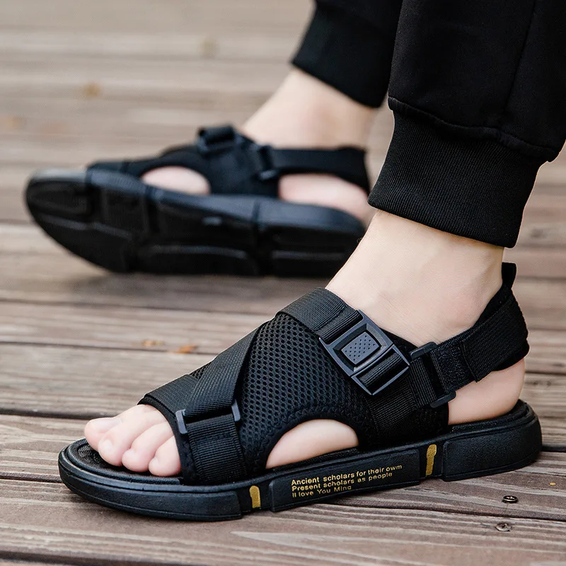 Sandalias suaves y cómodas para hombre, zapatos antideslizantes de alta calidad, sandalias de playa tejidas, sandalias de gladiador masculinas,