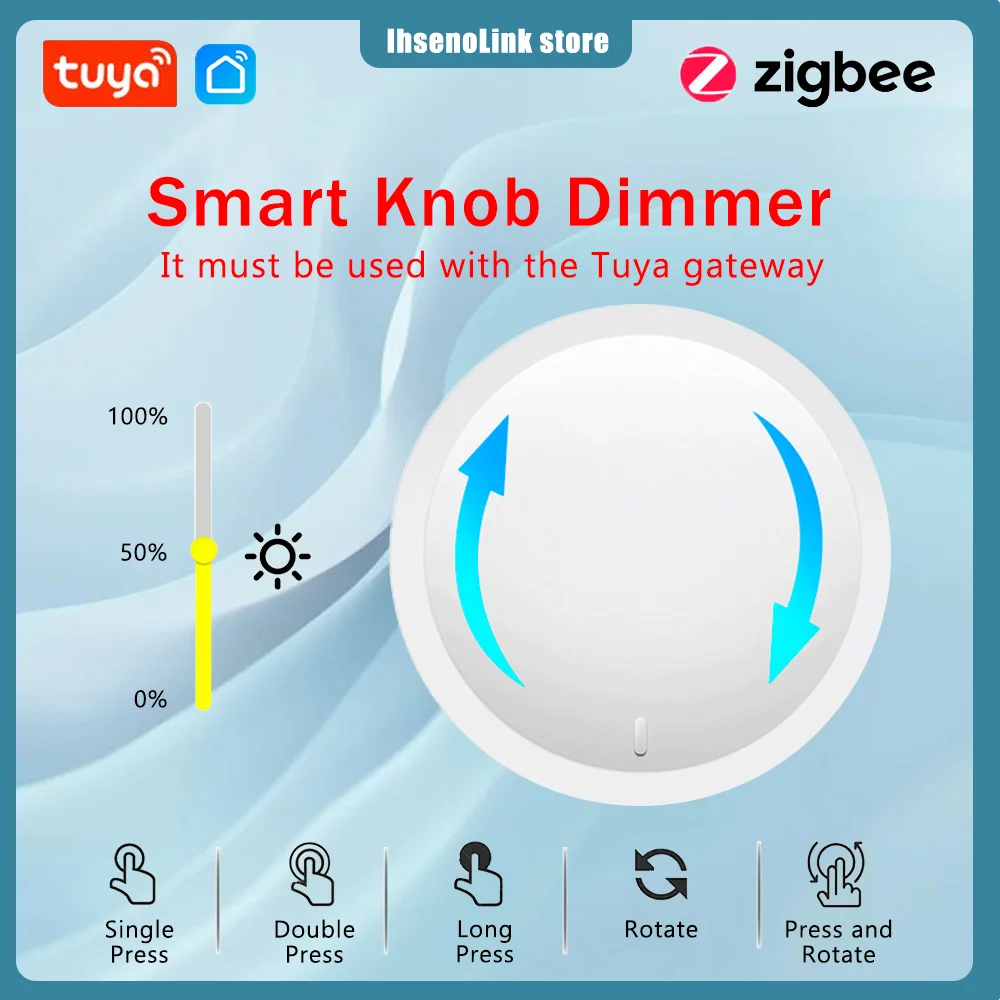 

Tuya ZigBee Smart Knob Switch DIY Wireless Scene Button Rotatable Dimmer Switch Home Appliances Automation Linkage Remoter