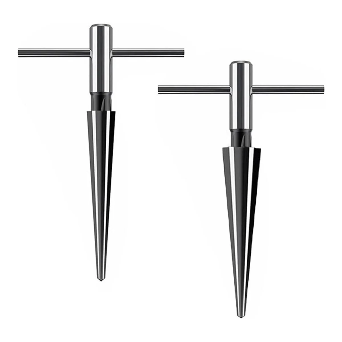 2Pcs T Handle Taper Reamer Set,6 Fluted Chamfer Reaming Guitar Bridge Pin Hole Handle Tapered Reamers Tool Round Handle