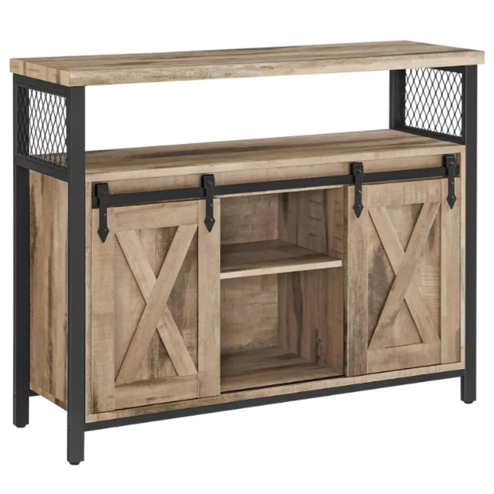 US Buffet Cabinet, Storage Cabinet, Sideboard with 2 Sliding Barn Doors, Adjustable Shelves, 13 x 39.4 x 31.5 Inches, for Living