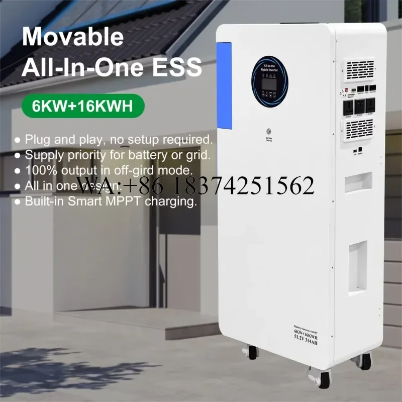 Wmwmnu for 7.68kWh 25.6V LiFePO4 Home Energy Storage Battery 300Ah Floor Mounted Lithium Solar Power System with 3.6KW