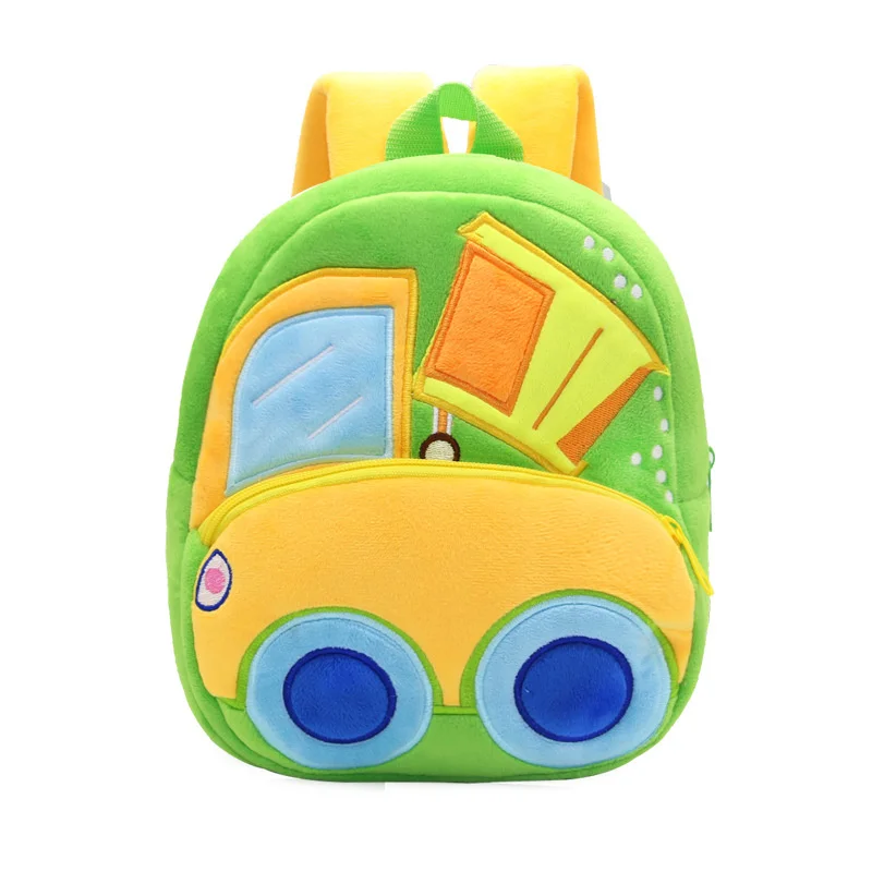 Cute Engineering Car Series Plush Backpack Cartoon Kindergarten Children Infant School Bags Boy Girls Outing Leisure Bag 4