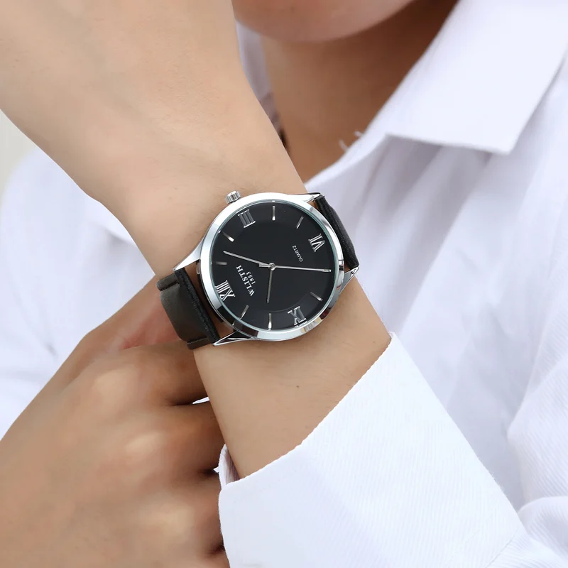 패션 남성용 시계 방수 가죽 남성 시계 비즈니스 레트로 쿼츠 손목시계 발광 스포츠 시계 남성용 시계