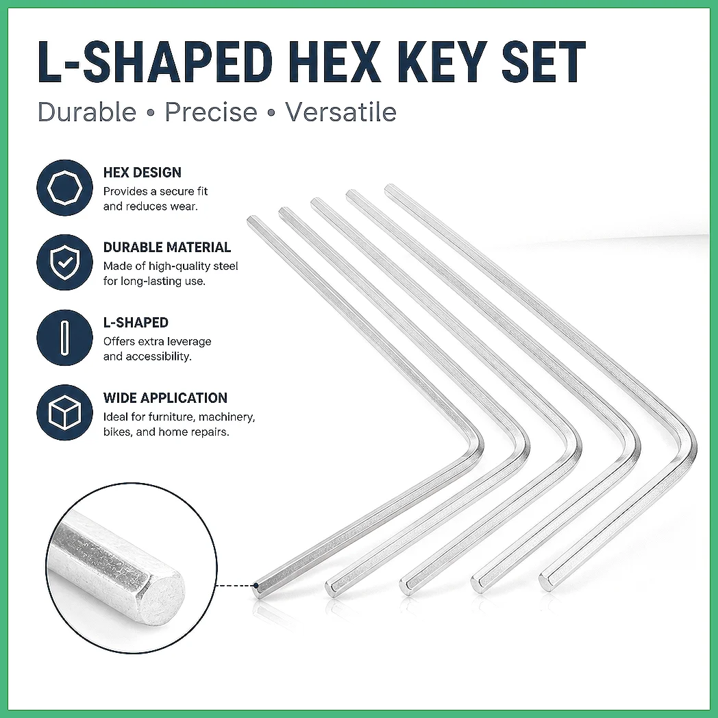 6Pcs 1.3mm Hex Key Wrench Set L-Shaped Long Arm CR-V Steel Precision Repair Tool for Internal Hexagon Socket Screws