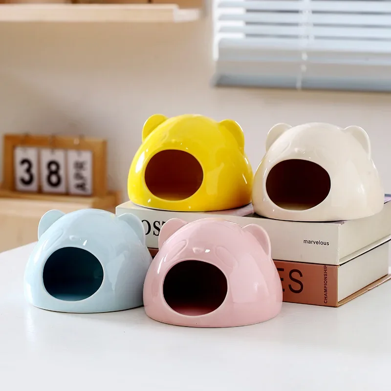 Keramik Panda Kopf Hamster Haus Sommer Sommer Kühlung Eishaus Goldbär Schlafsaal Schlafzimmer kleines Zwerg Tier Haustier Nest