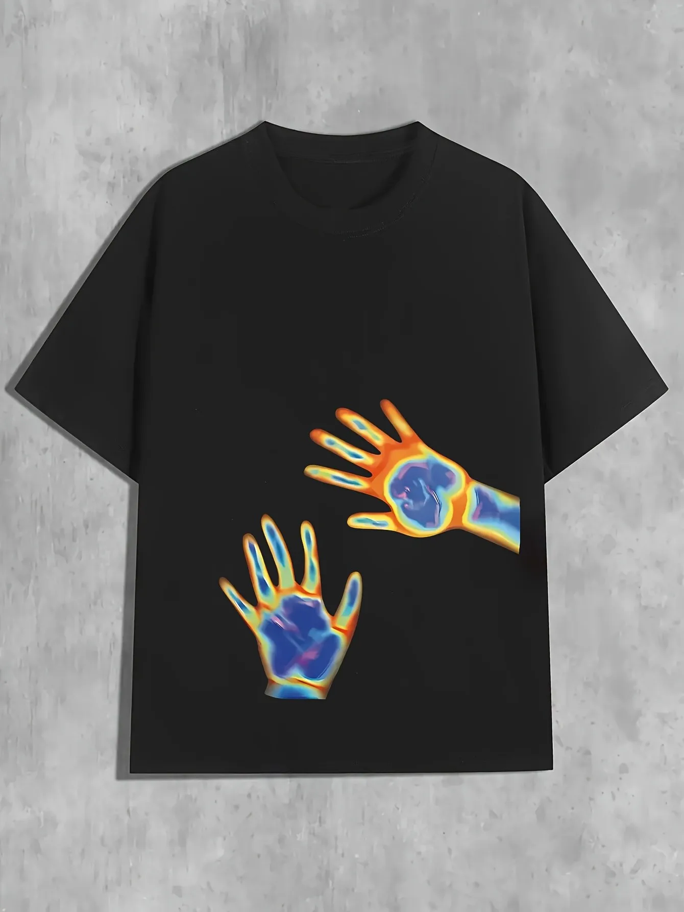 

Men's Heat-Sensitive Infrared Reactive Color-Changing T-Shirt — Short-Sleeve Crew Neck Casual T-Shirt with Thermochromic Technology Inspired Design, Suitable for Parties, Everyday Wear, and Seasons—(Expression Omitted)