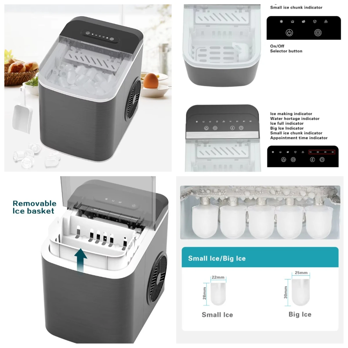 Portable Countertop Automatic Ice Maker New Design Home Use Ice Machine Factory Price