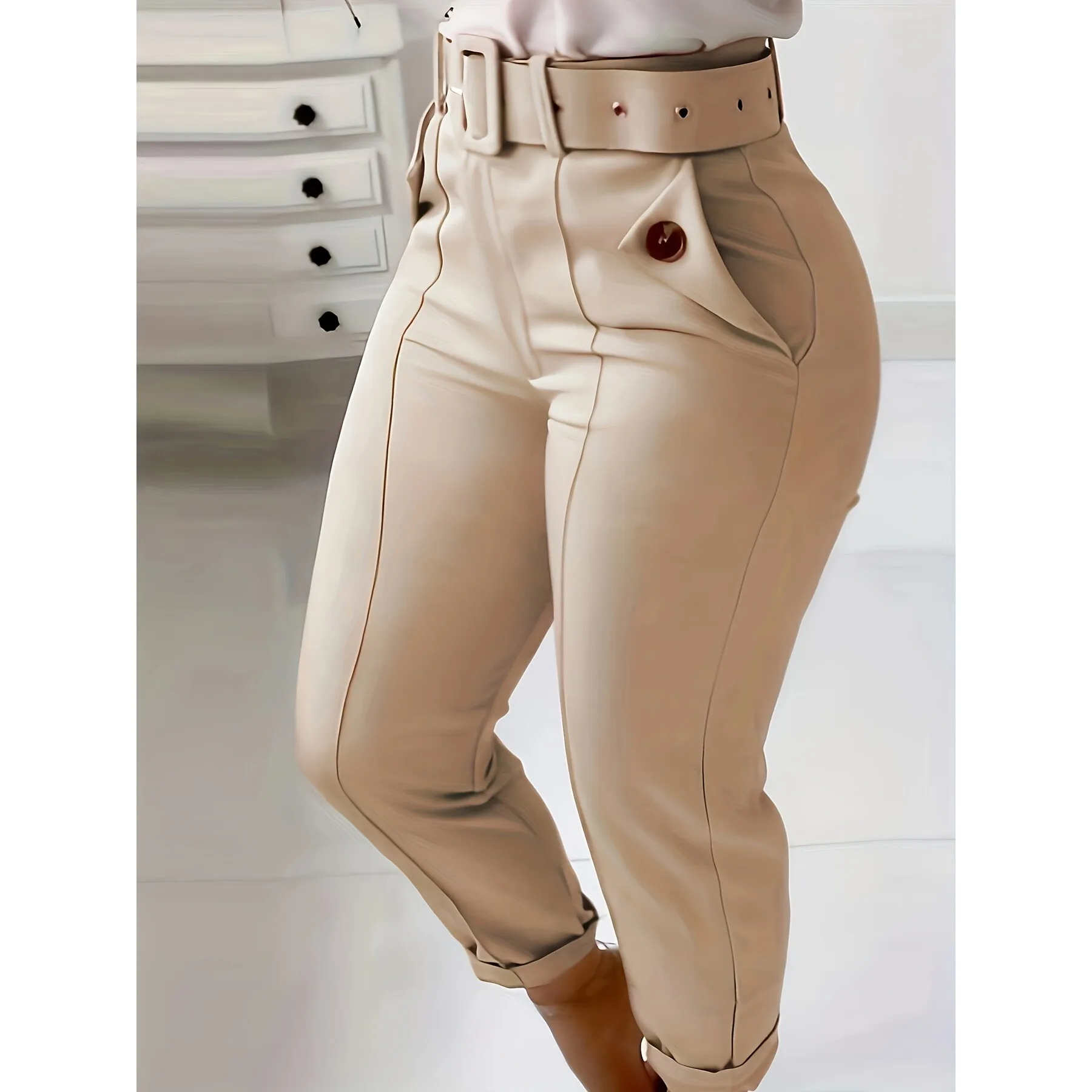 

High Waist Casual Pants for Women Comfortable Harlan Style Neutral Fit Spring Collection Other Material 100%