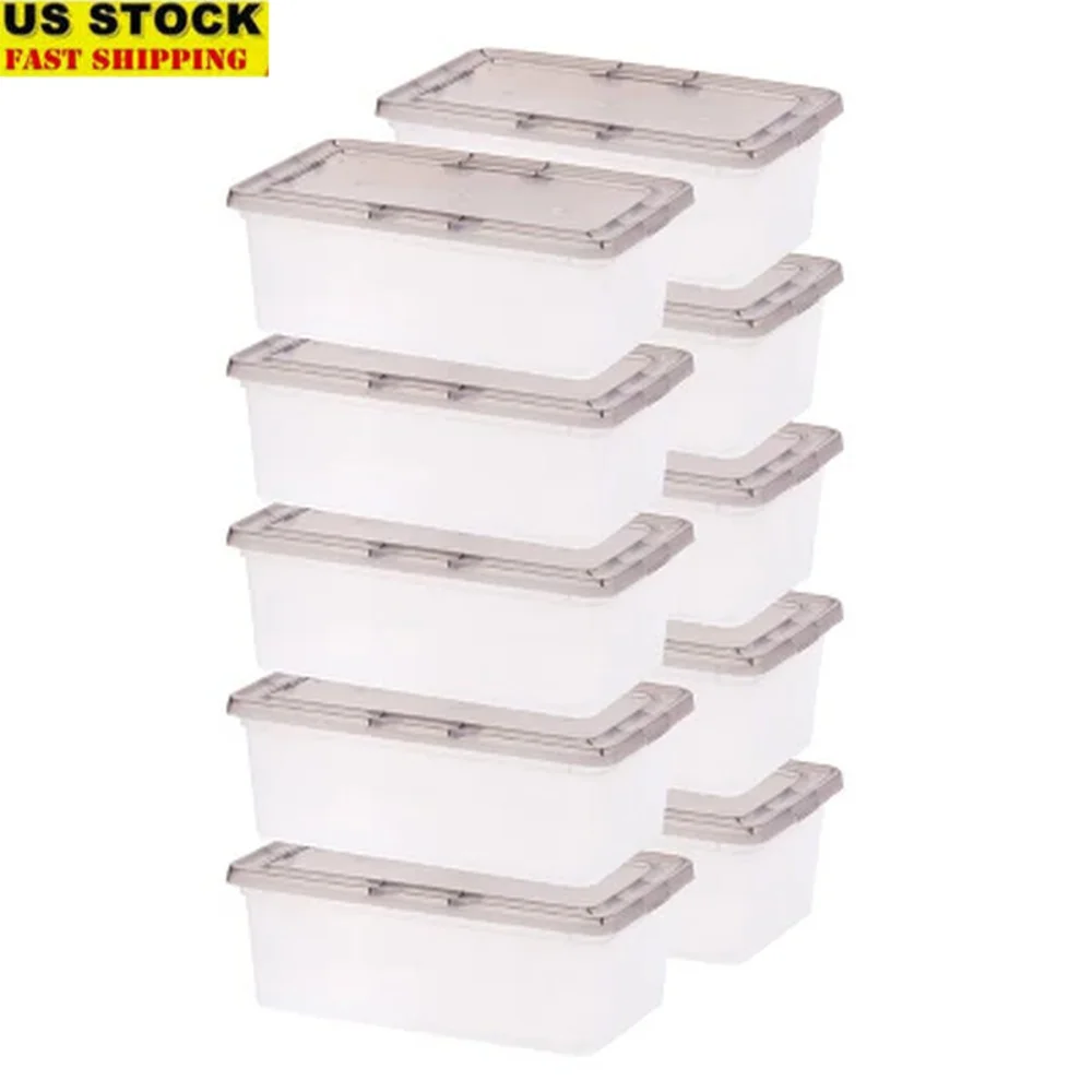 

6qt Snap Top Plastic Storage Bins Stackable Transparent Lidded Totes Home Office School Craft Supplies Organization