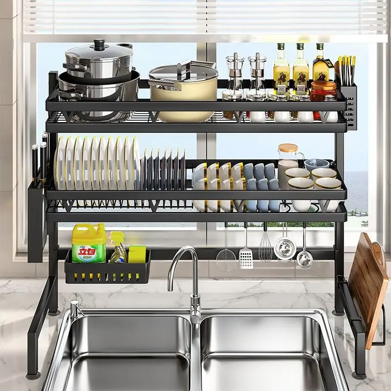 Shelf Countertop Dish Storage Rack Multifunctional Dish Rack Drain Rack on Sink