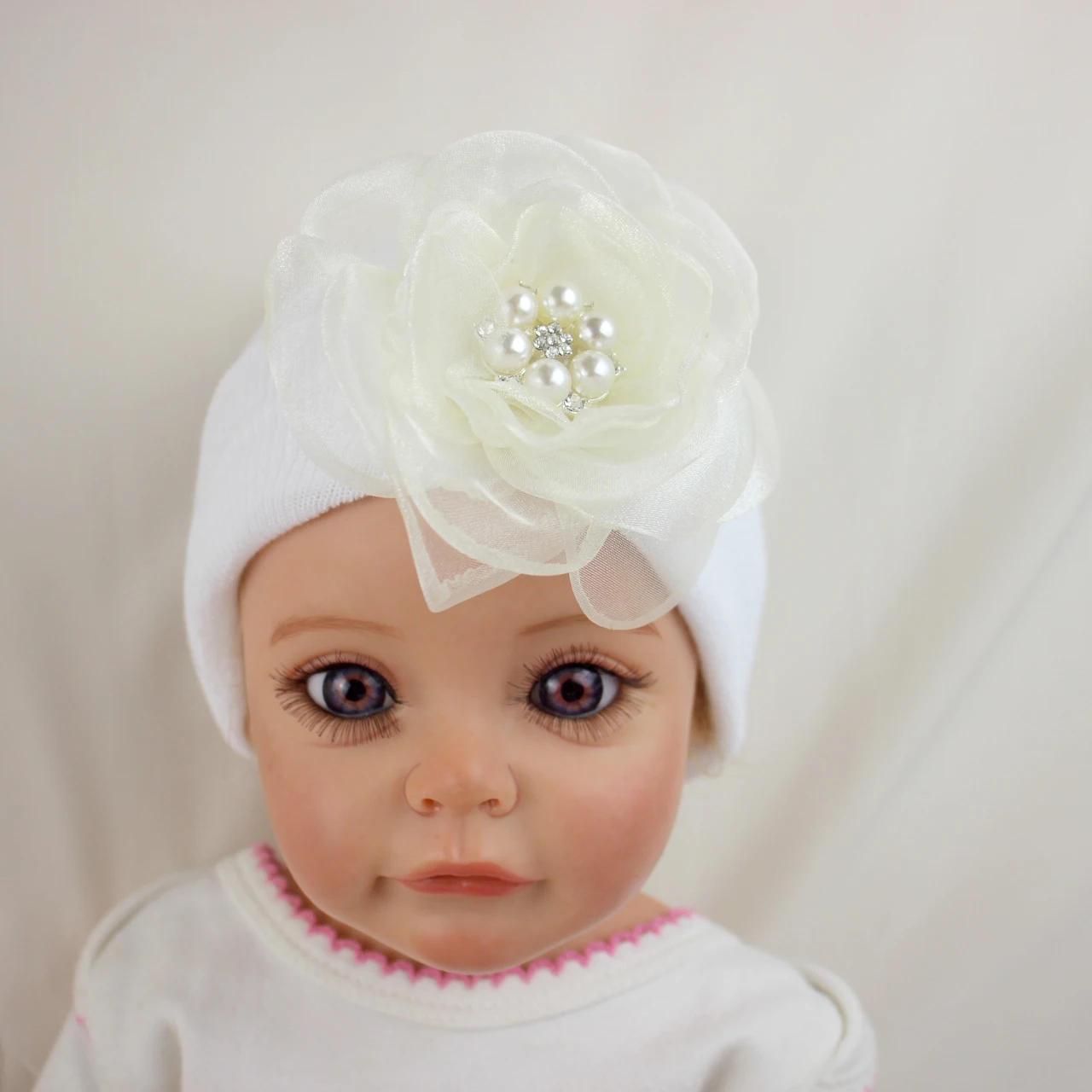 0-6Months Knitted Beanie with Diamond Mesh Flower Baby Girls Cute Hat New Born Baby Hospital Warm Knit Hat Winter Warm Bonnet