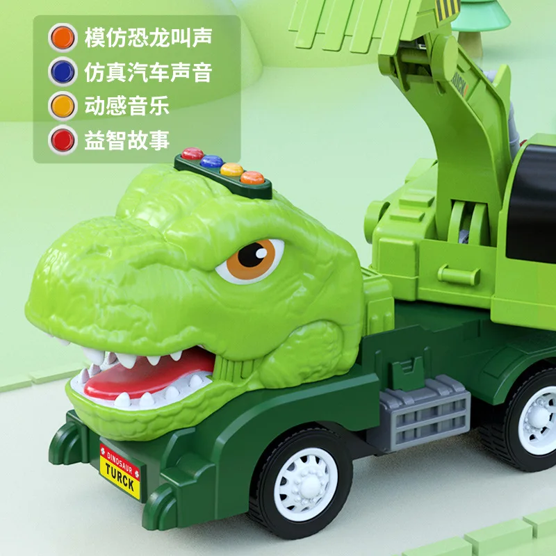 Dinosaur Engineering Car Music Story Excavator Dump Truck Educational DIY Model Boy Child festival birthday Kid gift Toy