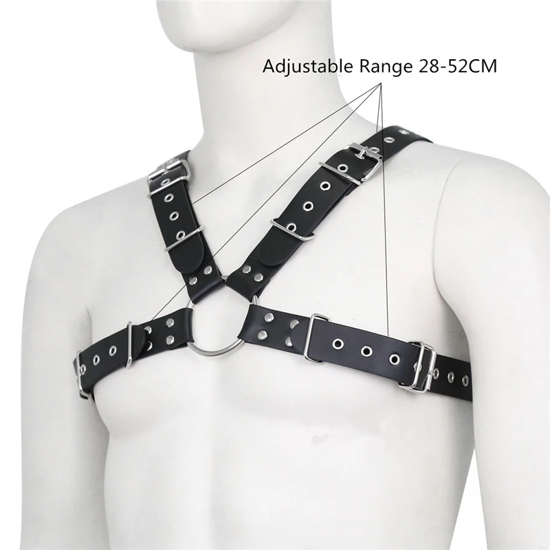 PU Leather Mens Harness Belts Fetish Gay Clothing Male Body Straps Lingerie Punk Rave Shoulder Chest Harness Men Costumes