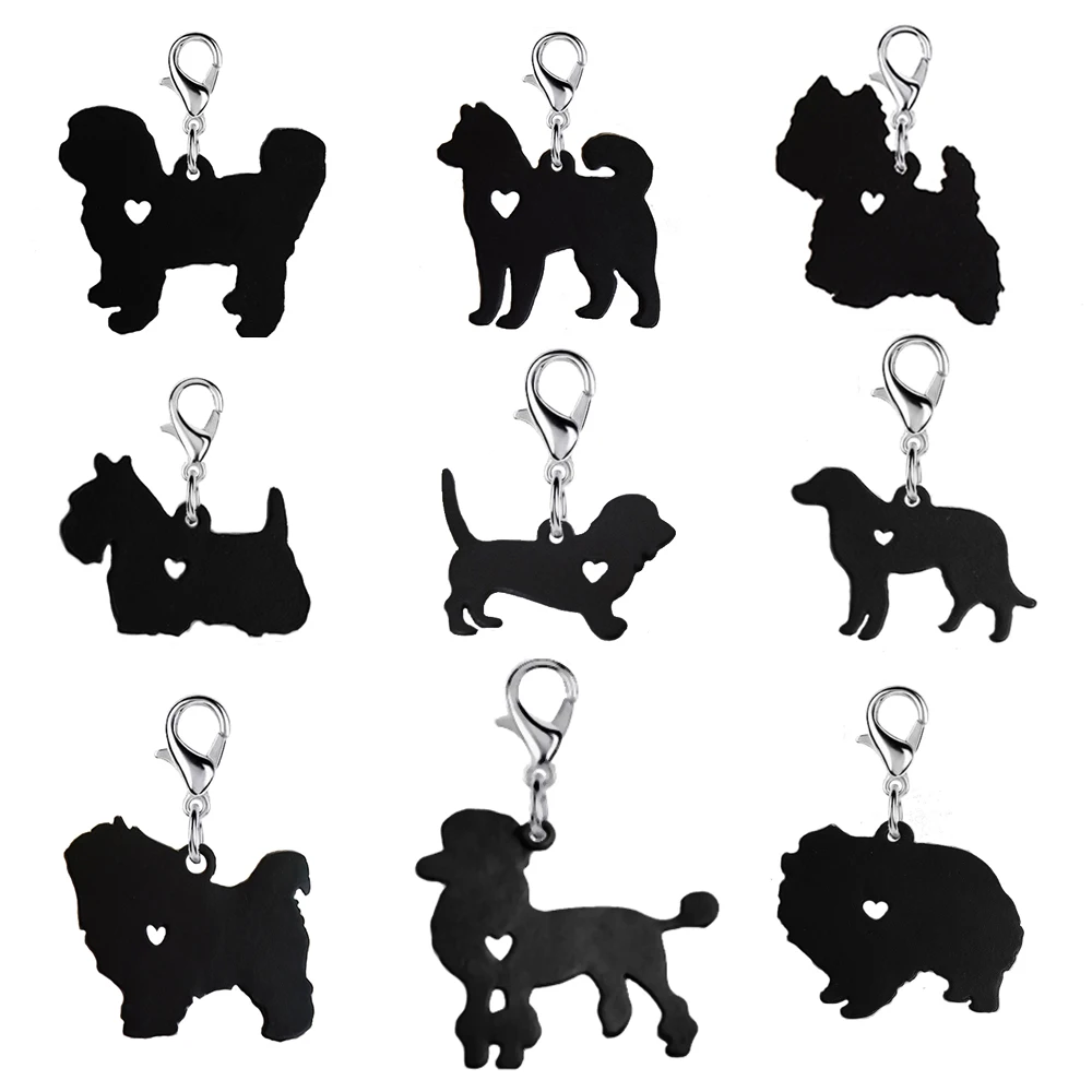 Bulldog Pug Scottish Terrier Black Dog Key Chain Charms For Diy Necklace Pendant Earrings Jewelry Making Fashion Jewelry