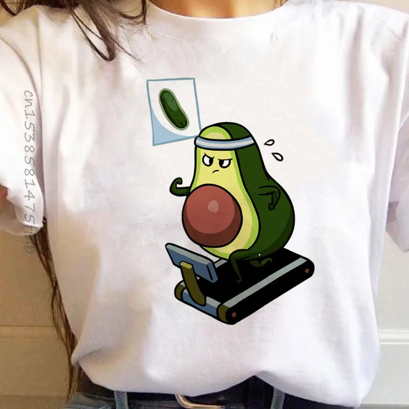 Premium Women's Avocado Funny T-Shirt Girl Harajuku Graphic Cute Grunge Tshirt Female Kawaii Avocado Funny Cartoon T Shirts