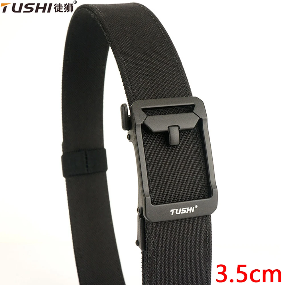 TUSHI New Men\'s Military Gun Belt Metal Automatic Buckle Sturdy Nylon Outdoor Tactical Belt IPSC  Sports Casual Waistband Male