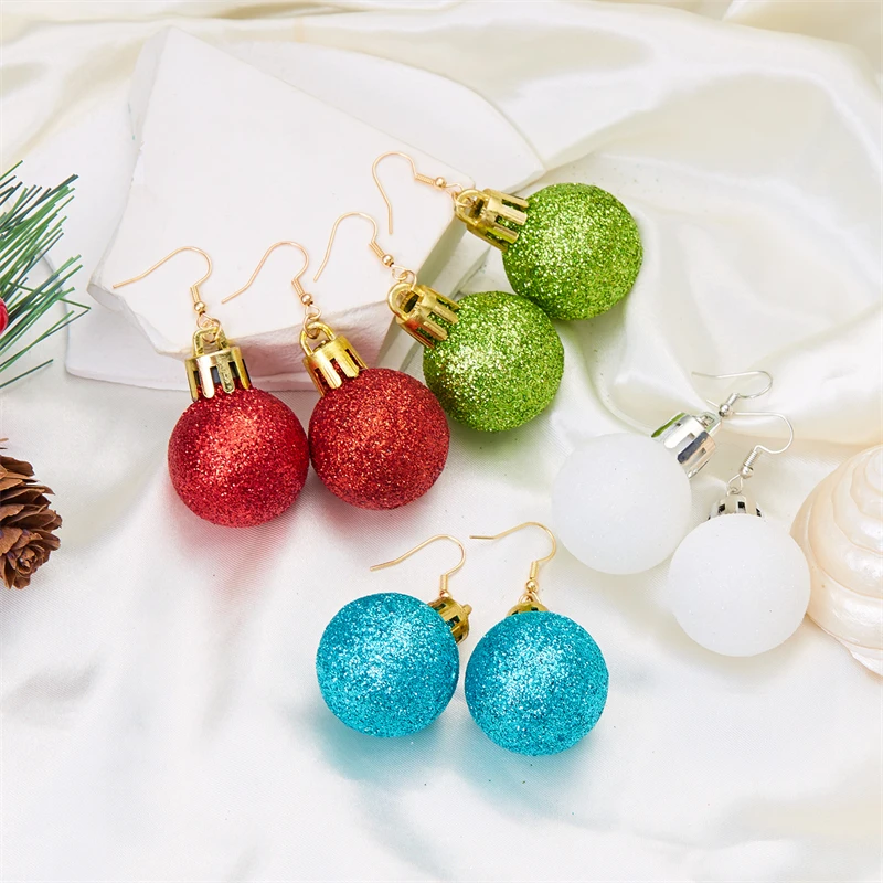 Frohe Weihnachten Bunte Glühbirnen-Kugel-Ohrringe für Frauen Luxuriöse Kreative Ohrringe Neujahrsparty-Schmuck – Detail 2