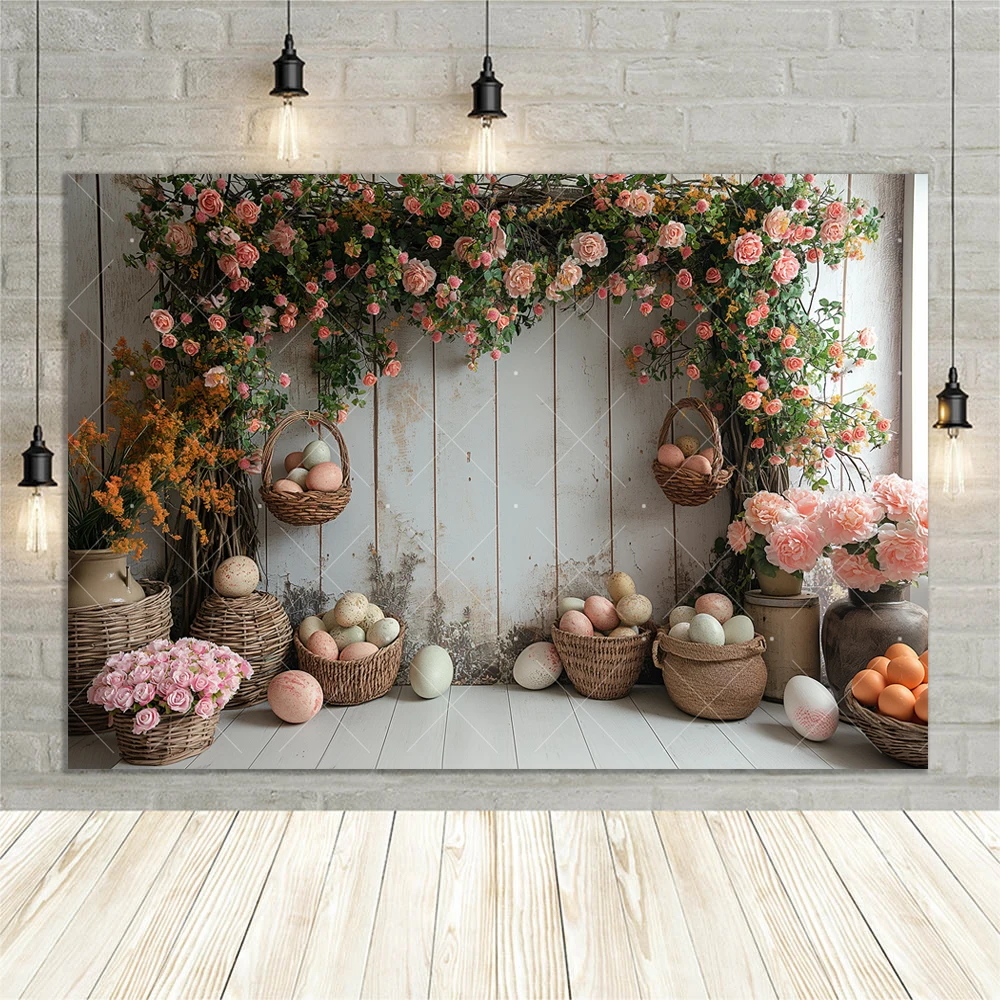 Spring Easter Bohemian Flower Arch Theme Customized Family Party Decoration Banner Provide Portrait Photography Props Background