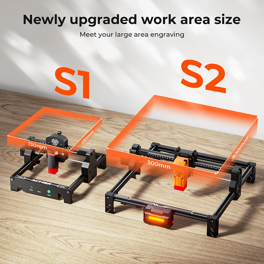ACMER S2 12W 7W 4W Incisore laser Aggiornabile Macchina da taglio fai da te Area di lavoro 300 * 300mm per metallo laccato in legno inciso