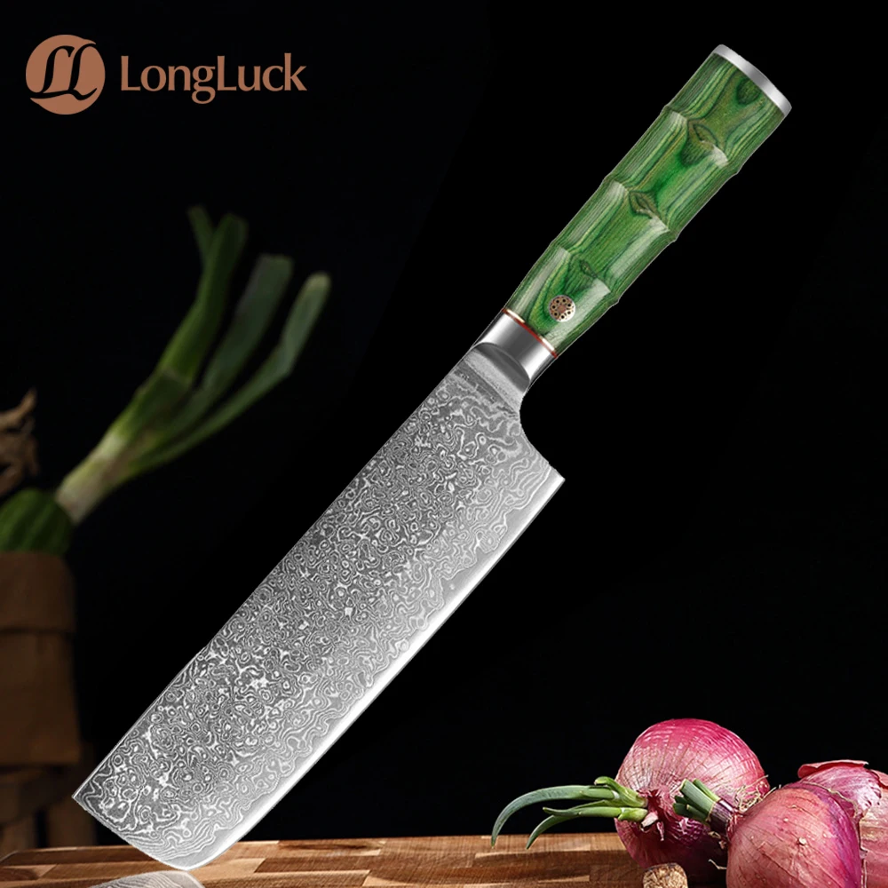 Damascus Cleaver Knife Damascus Steel High Hardness Sharp Chinese Kitchen Kniver Sharp Meat Sliced Santoku Fruit Chef Knife 7'in