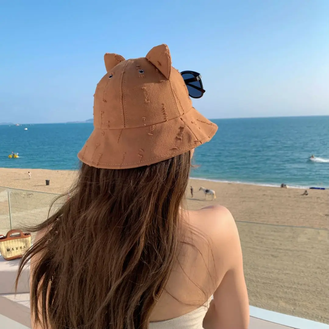 Nette Cartoon Eimer Hut Mit Brille Frauen Frühling Und Sommer Mode Bob Chapeau Outdoor Sonnenschutz Sonne Angeln Kappe Panama – Detail 2