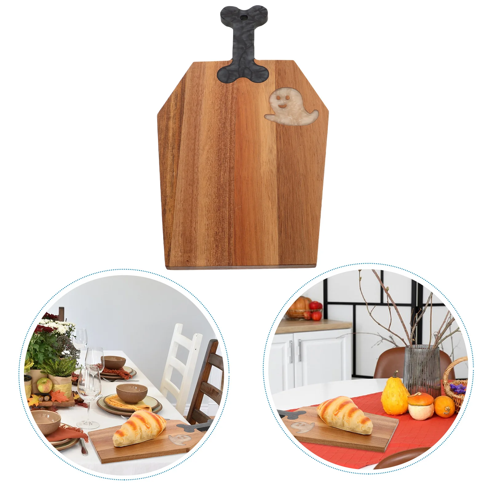 

Halloween Cutting Board Round Charcuterie Pizza Boards with Handle Meat Wood Plate