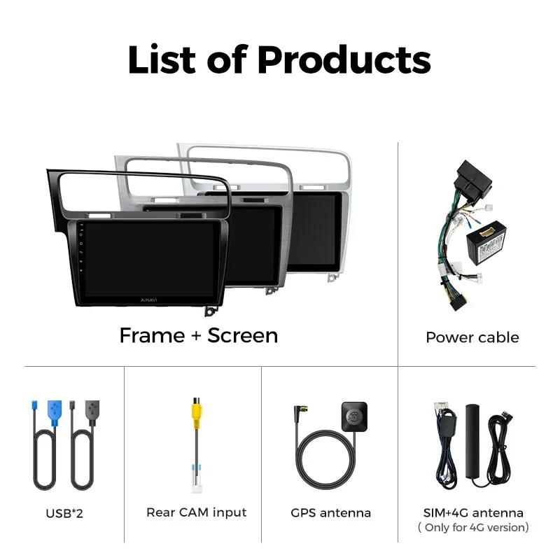 Ainavi Car Radio For Volkswagen VW Golf 7 MK7 GTI 2011-2021 Wireless Carplay Android 13 Auto Multimedia Stereo Video Player 2Din