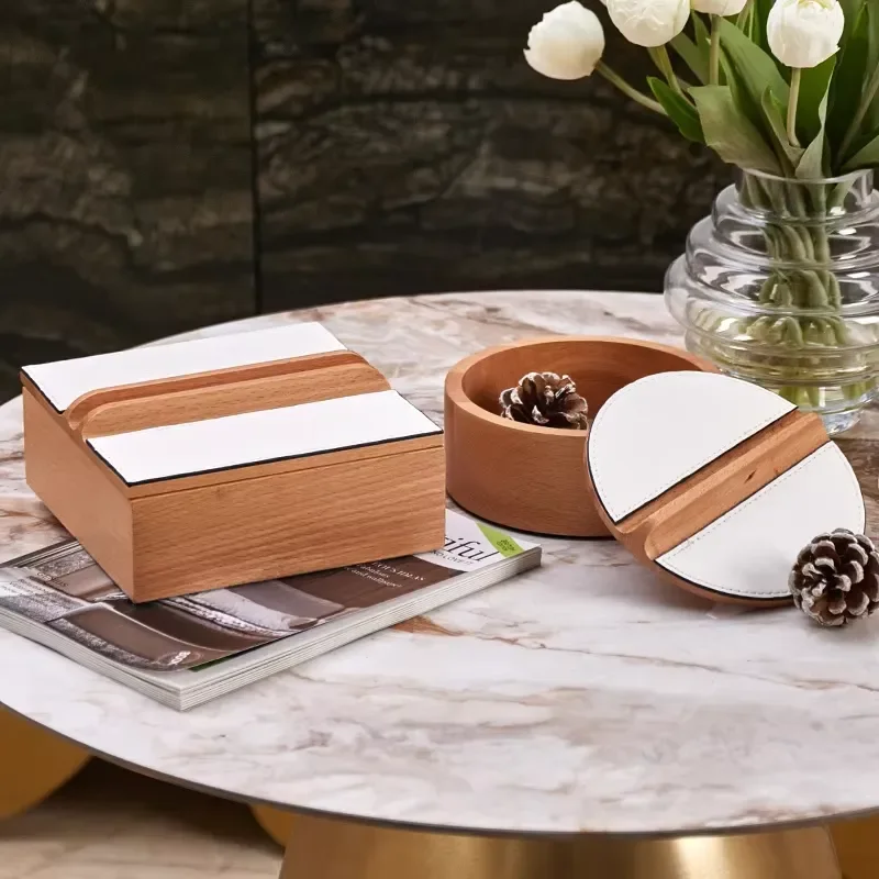 Modern Home Decoration Accessories Art Craft Wooden Rectangle Storage Box Office Storage