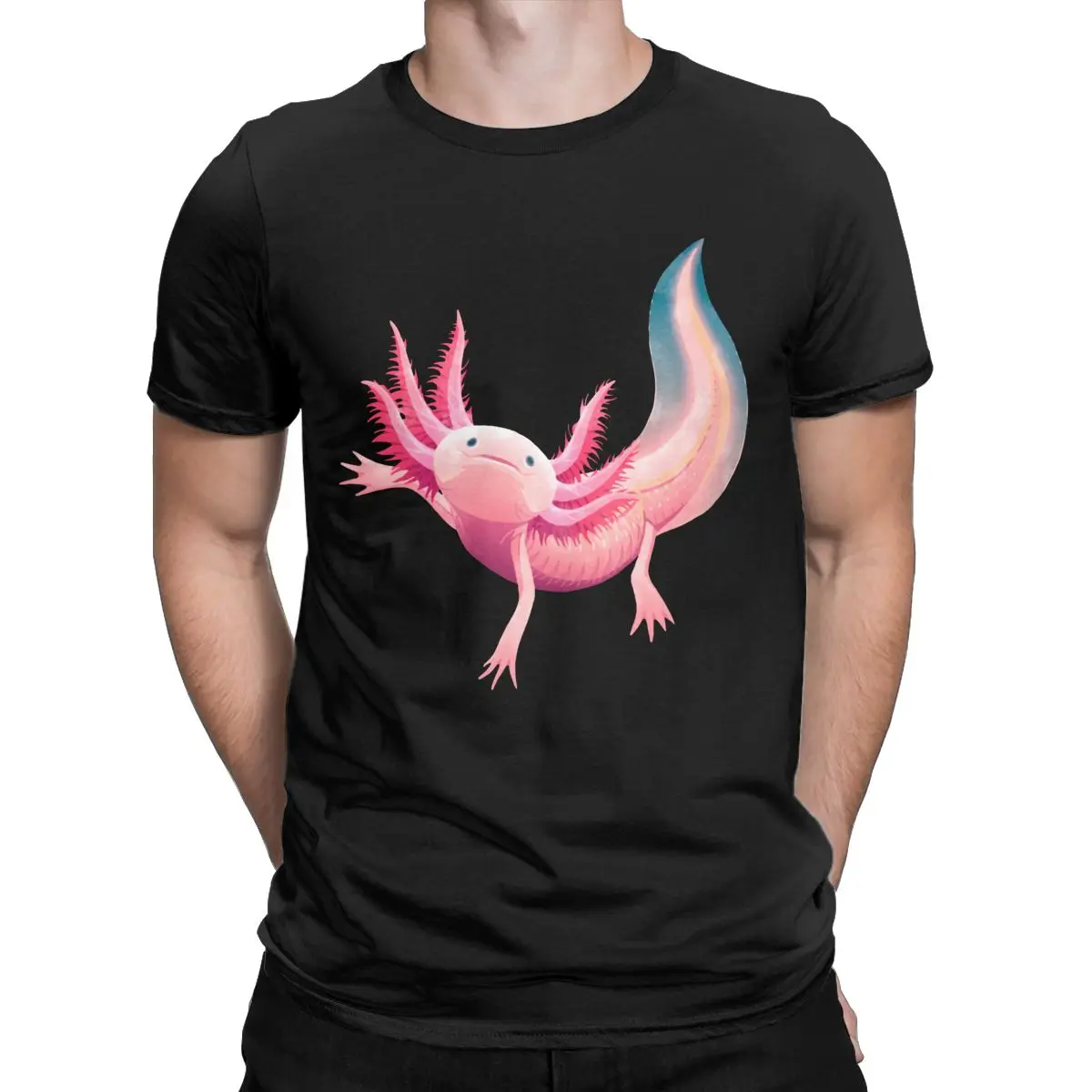 Men Axolotl T Shirt Cotton Tops Novelty Short Sleeve Round Collar Tee Shirt 4XL 5XL T-Shirt