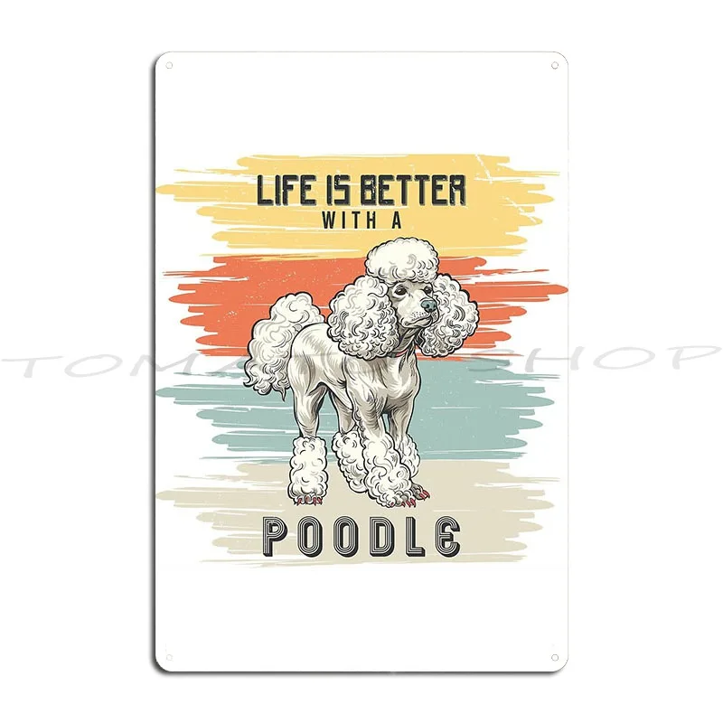 Poodle Dog Metal Plaque Cinema Club Painting Vintage Designs Tin Sign Poster