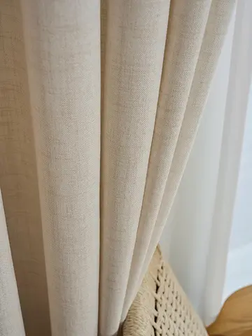 프랑스 복고풍 고급 일본 린넨 커튼 베이지 거실 침실 거즈 커튼 올 시즌