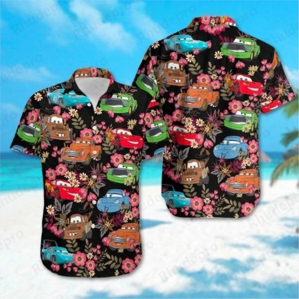 

Disney 2025 Cars Hawaiian Shirts Lightning McQueen Pixar Car Men Women Hawaiian Shirts Piston Cup Summer Shirt World Trip Shirt