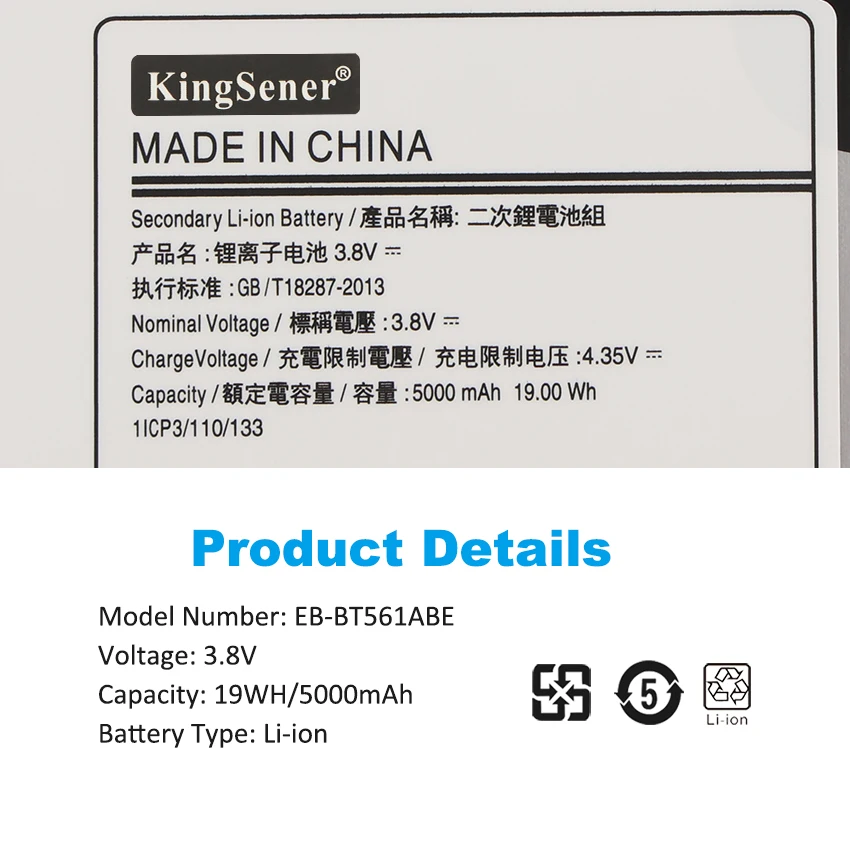 KingSener EB-BT561ABE EB-BT561ABA Tablet Battery For Samsung Galaxy Tab E T560 T561 SM-T560 Tablet Battery Sm-t565 5000mAh