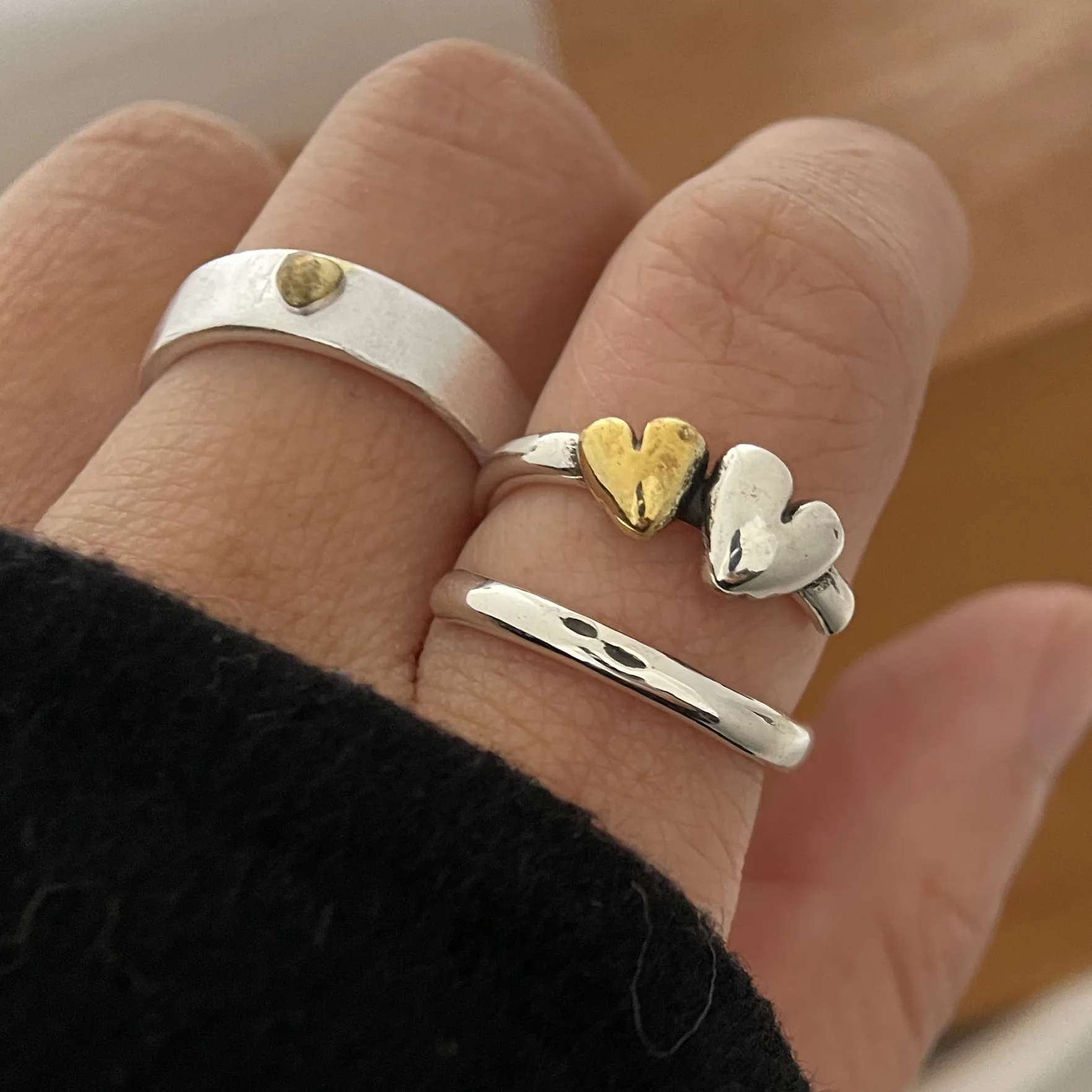 

925 Sterling Silver Rings For Women Vintage Handmade Adjustable Finger Retro Heart Ring Fashion Female Bijoux Gift