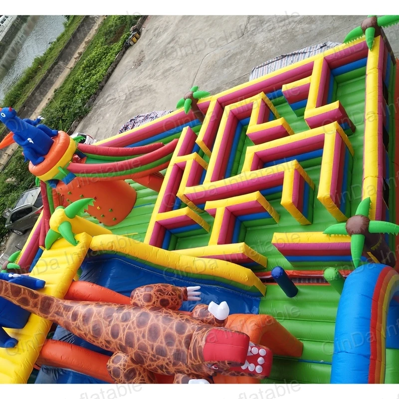 2017 Popular Outdoor Playground Equipment Custom Stirring Adults 5K Inflatable Obstacle Course Dragon Phome Funny Kids City