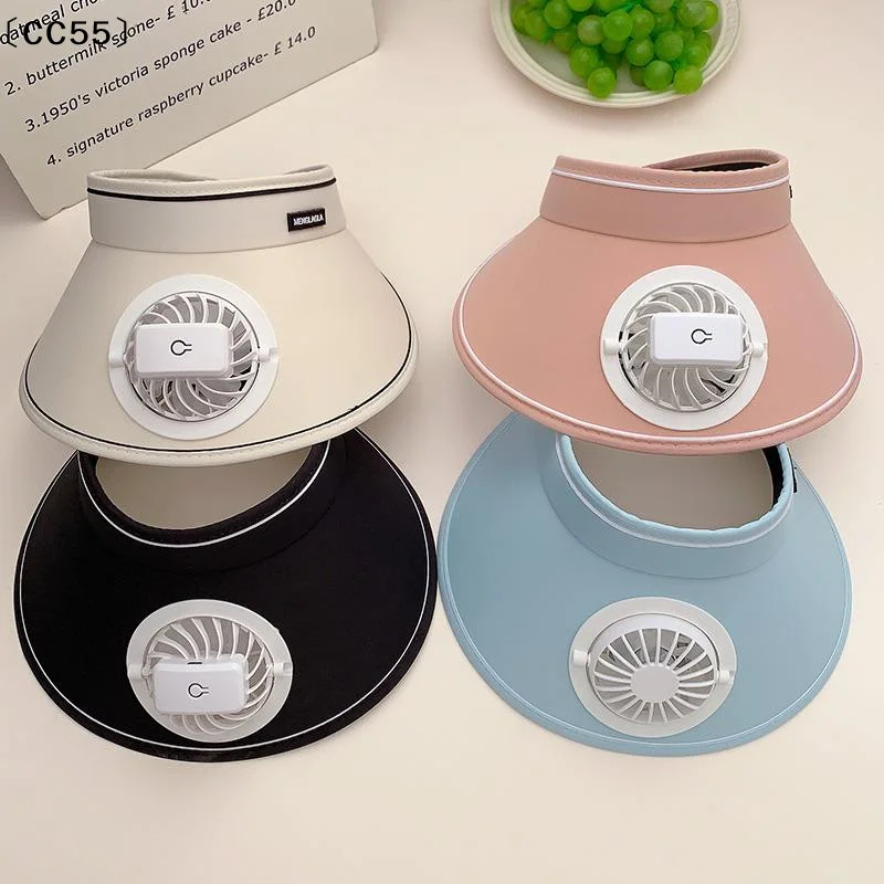 Fashion Outdoor Sun Protection Hat Summer Large Brim USB Charging Fan Sun Visor For Men And Women〔CC55〕