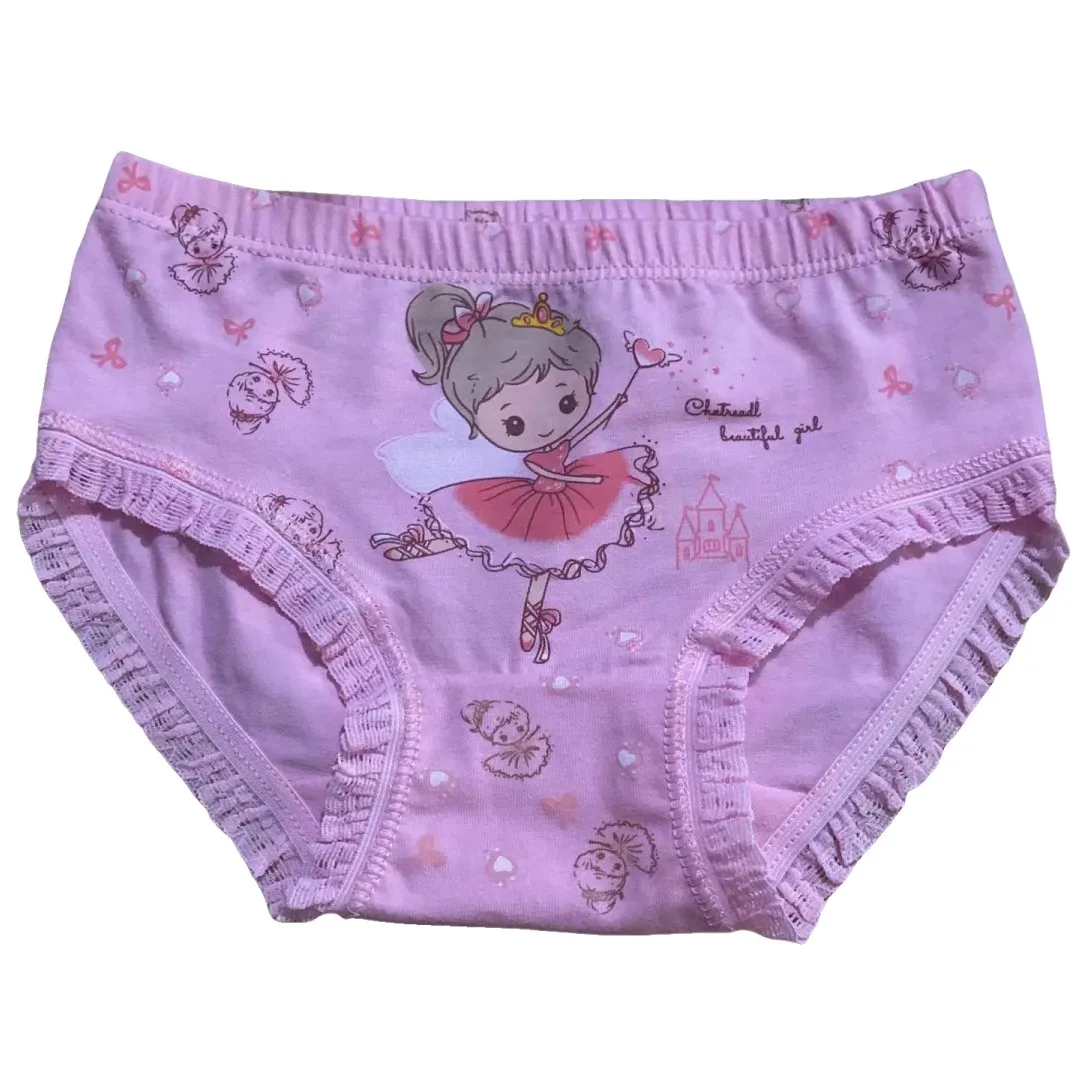 4pcs/Lot Girls Skating Big Eyes Anime Briefs Cotton Underwear Kids Breathable Cute Briefs Panties Size 3-12T