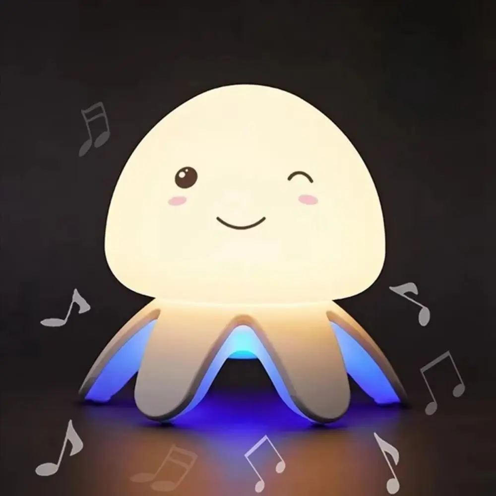 Color Changing Cute Octopus Night Light Adjustable Warm/RGB Light LED Jellyfish Table Lamp Comfortable Touching Decorative