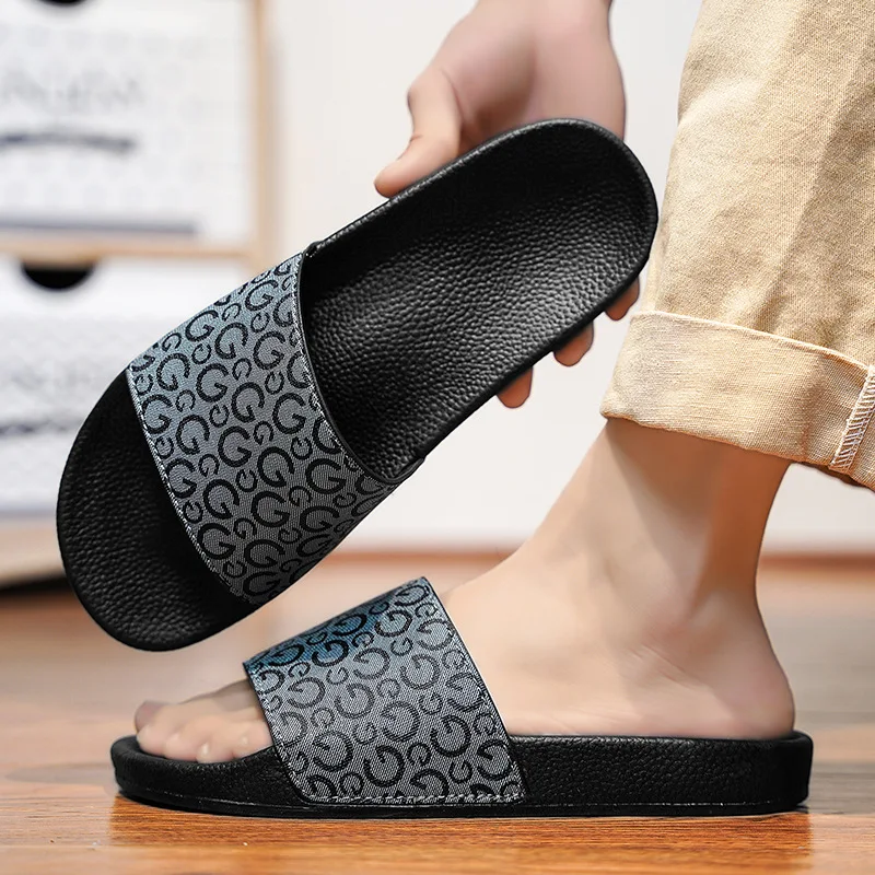 New Fashion Men Shoes Letter Slippers Comfortable Casual Slides Young Man Outdoor Beach Shoes