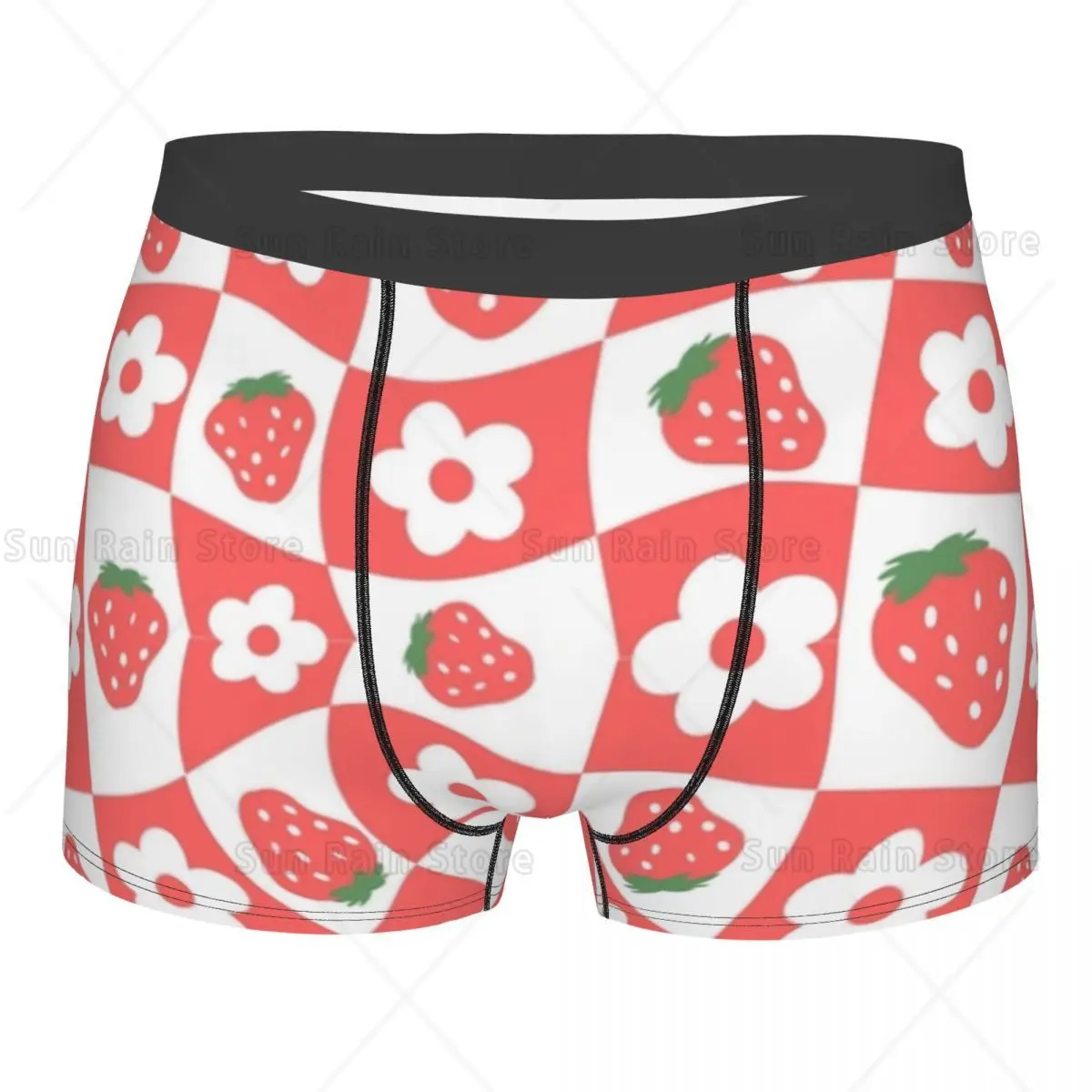 Custom Cool Pink Flowers Sweet Strawberry Pattern Boxers Shorts Underpants Men's Comfortable Briefs Underwear