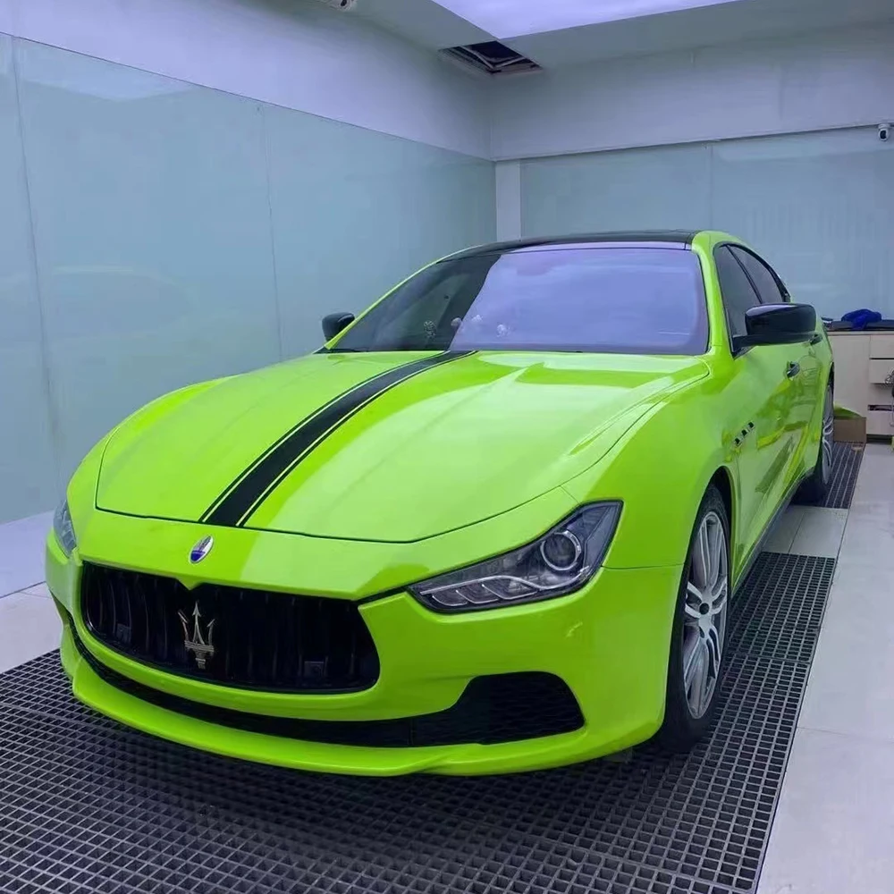 Wrapmaster 5*56ft PET liner Super glossy Apple green car wrap vinyl pvc self-adhesive wrapping film