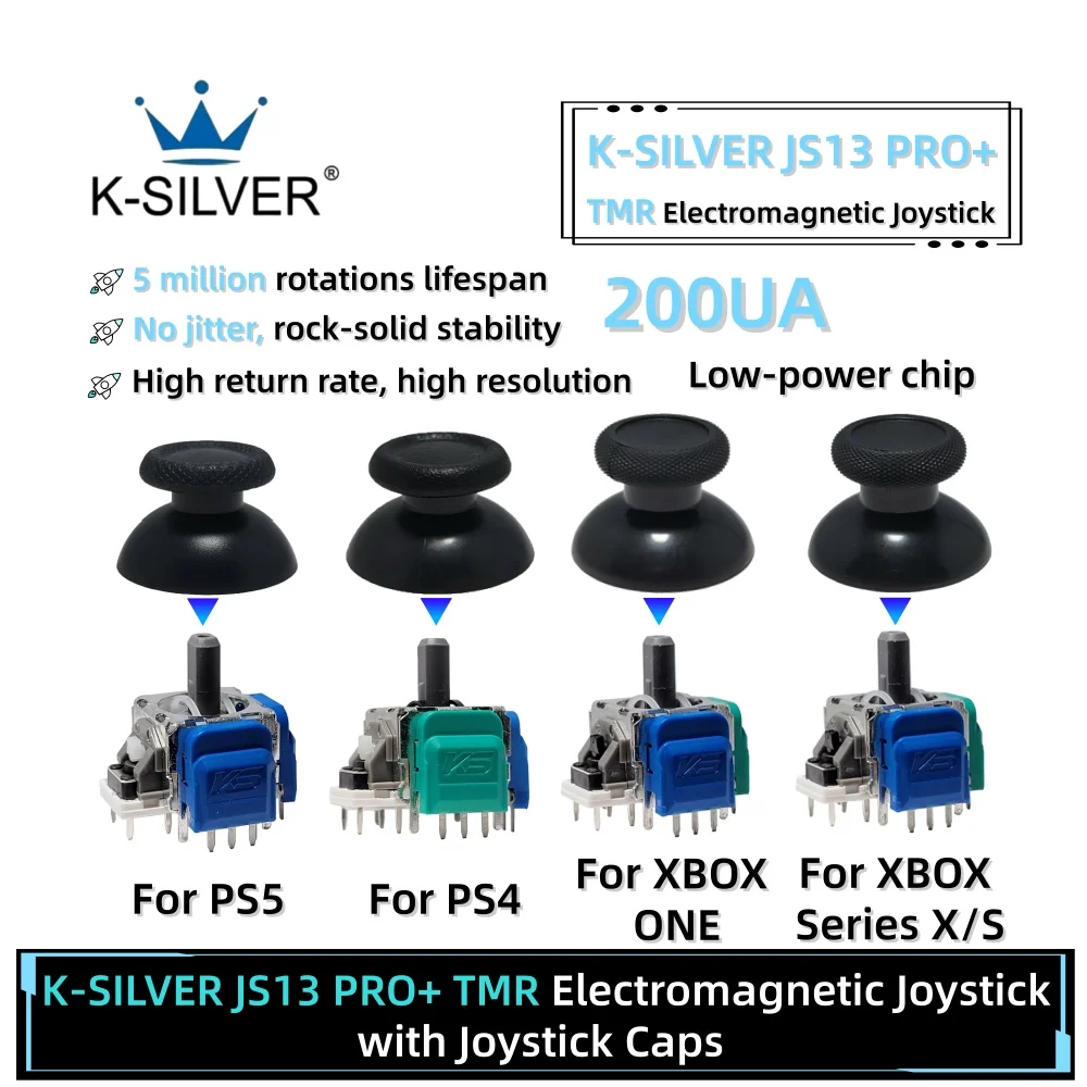 

2/10PCS K-SILVER JS13 PRO+ TMR Electromagnetic Joystick for PS5 PS4 XBOX Latest upgrade No-Drift Thumbstick 3D Analog Sensor